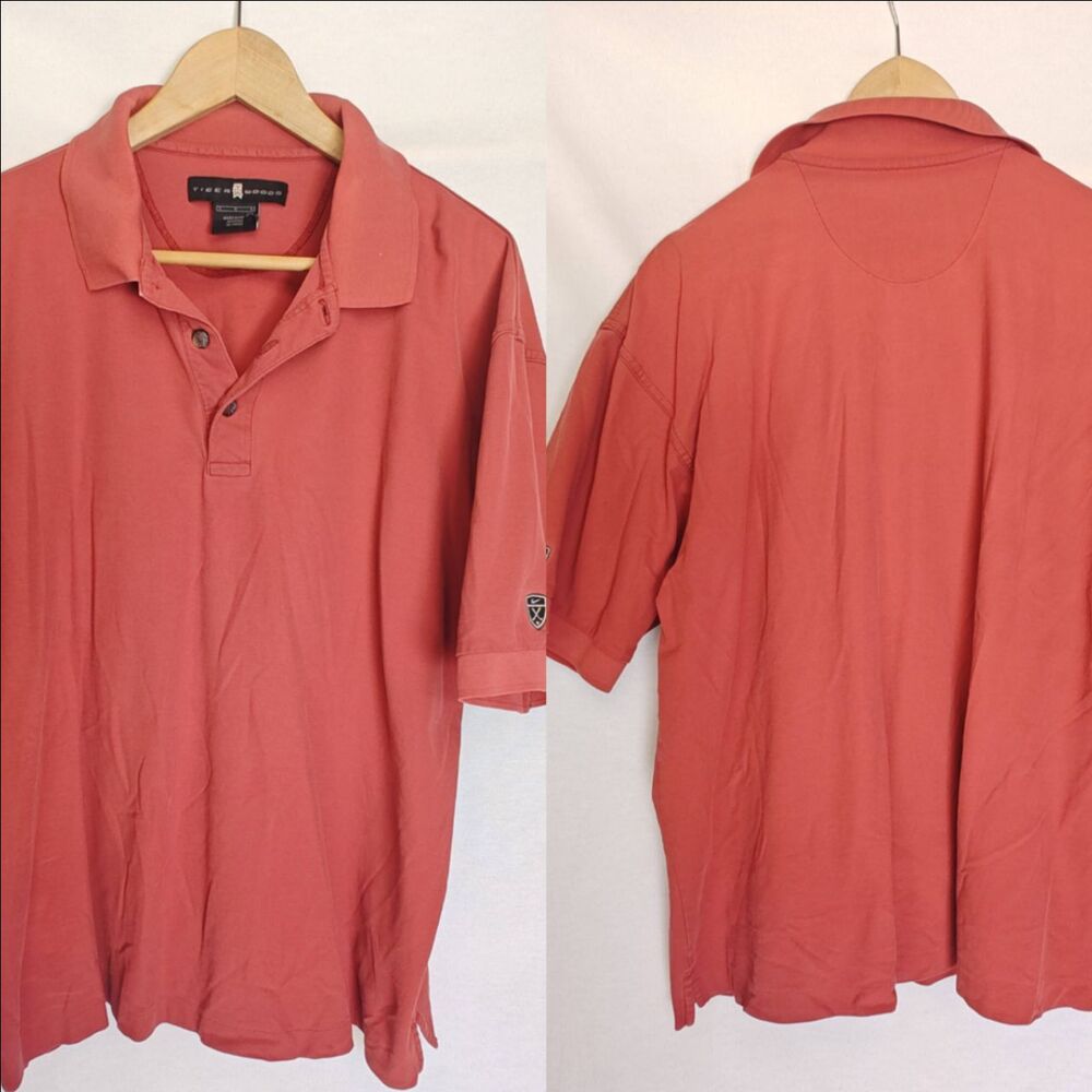 Nike Golf Tiger Woods Polo Shirt Red Terracotta Mens Large Vintage 90